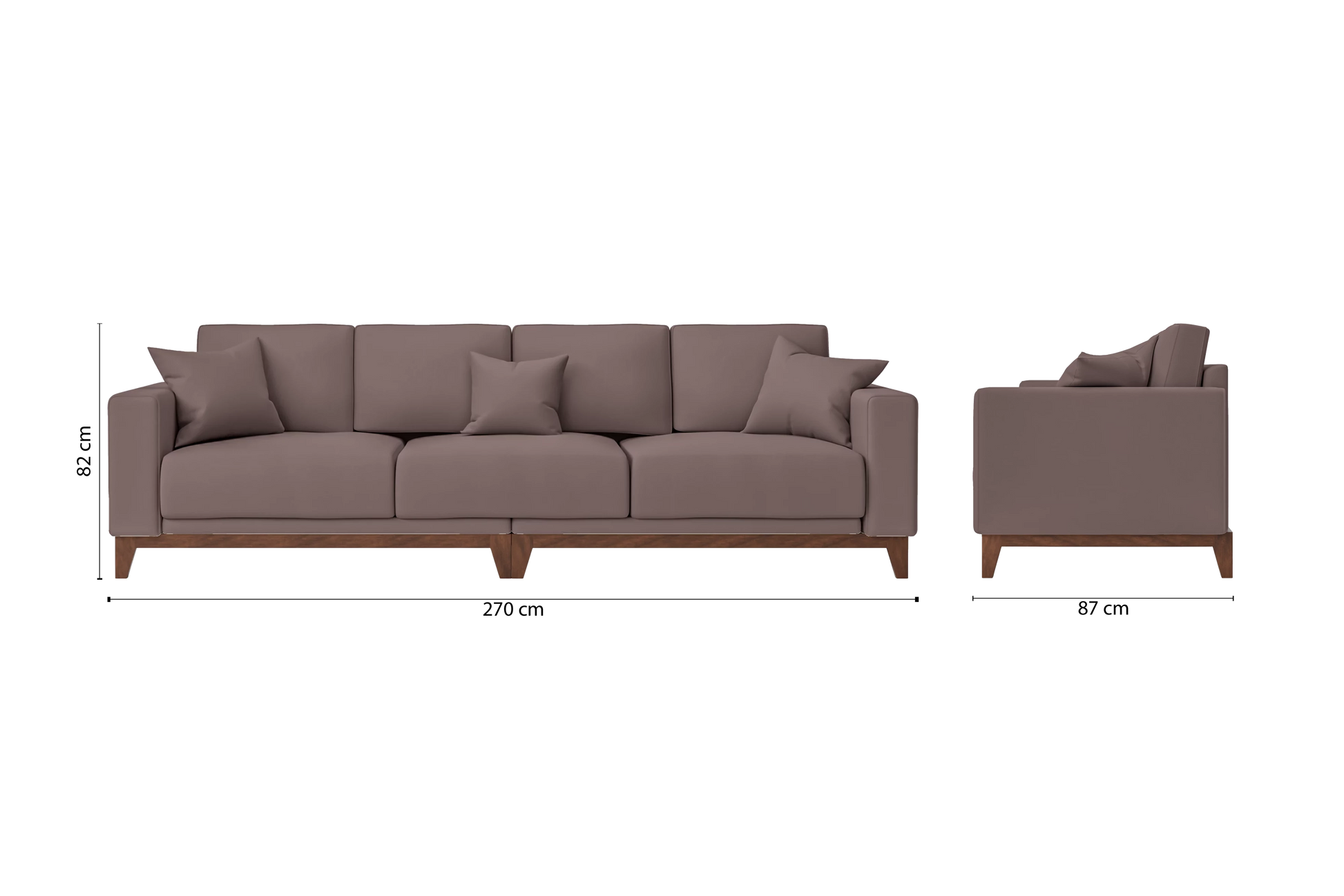 Lucca 4 Seater Sofa Rose Taupe Leather