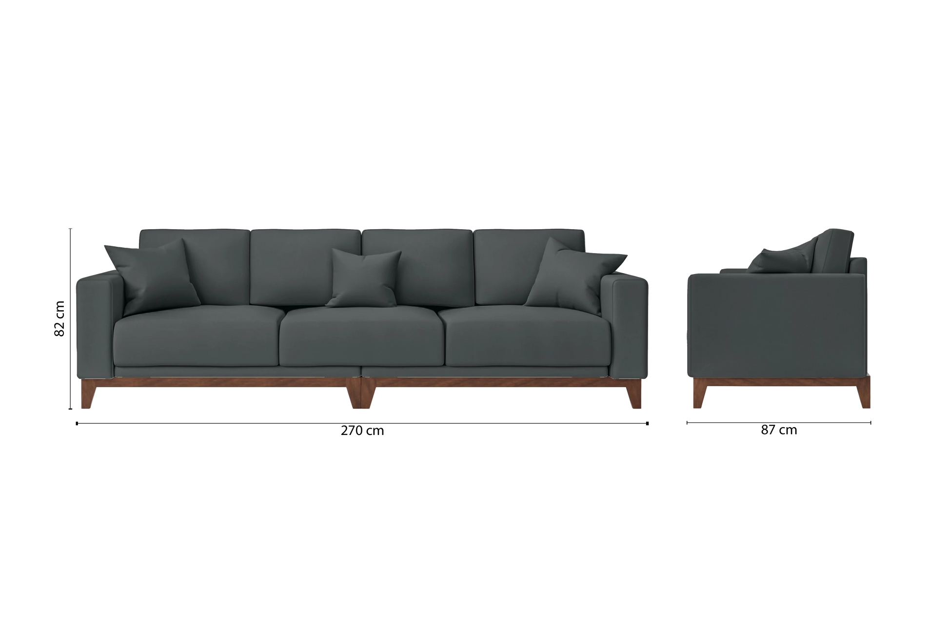 Lucca 4 Seater Sofa Slate Leather