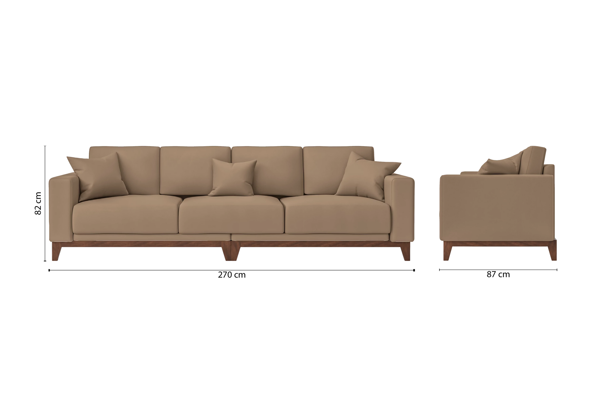 Lucca 4 Seater Sofa Stone Leather