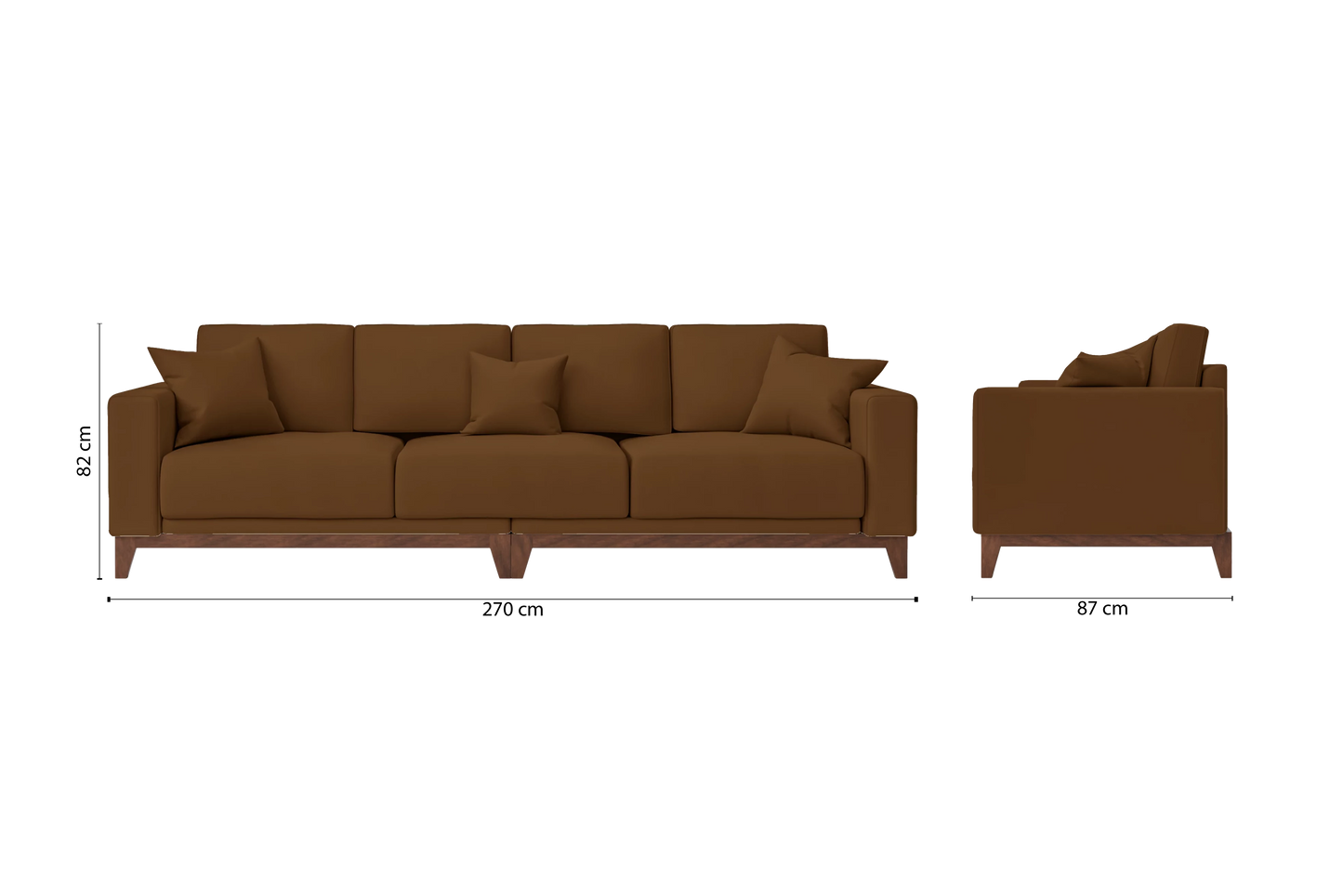 Lucca 4 Seater Sofa Walnut Brown Leather