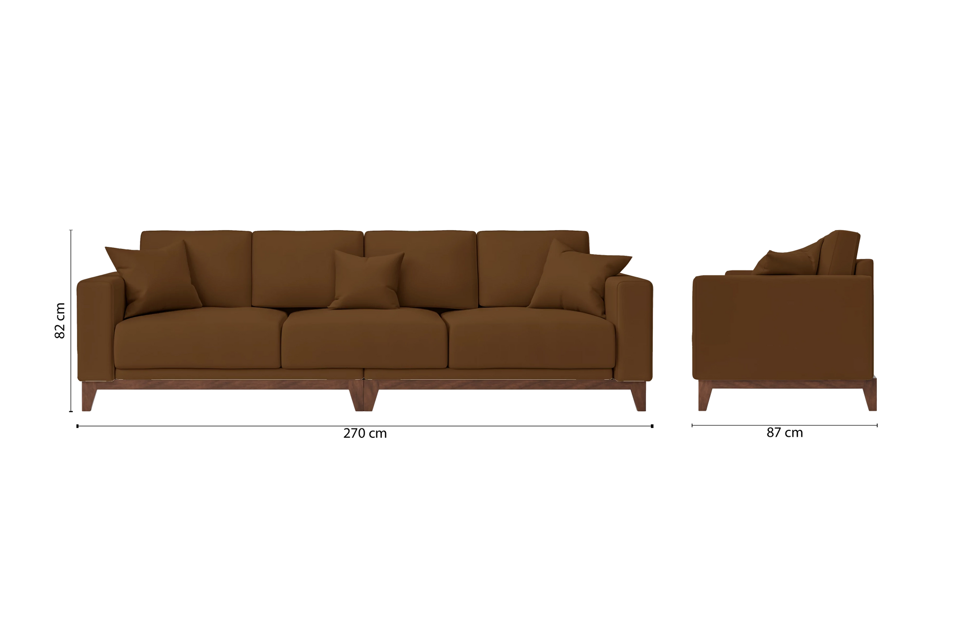 Lucca 4 Seater Sofa Walnut Brown Leather