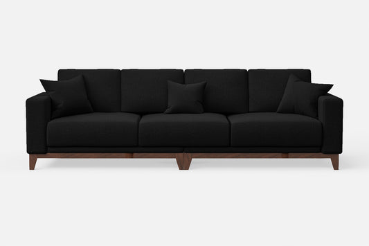 Lucca 4 Seater Sofa Black Linen Fabric