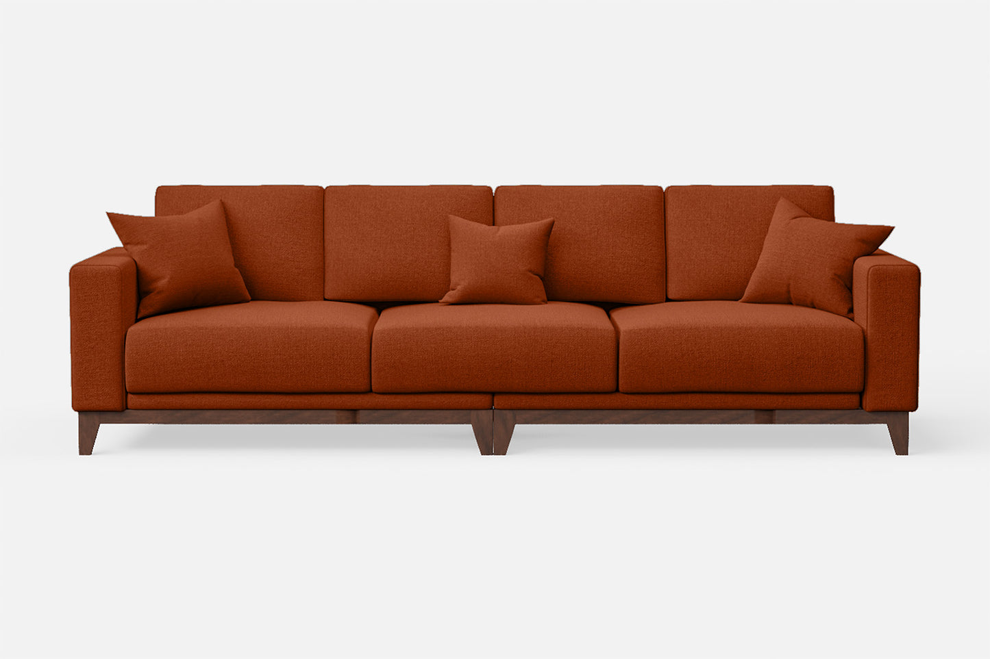 Lucca 4 Seater Sofa Orange Linen Fabric