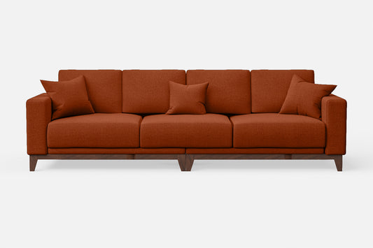 Lucca 4 Seater Sofa Orange Linen Fabric