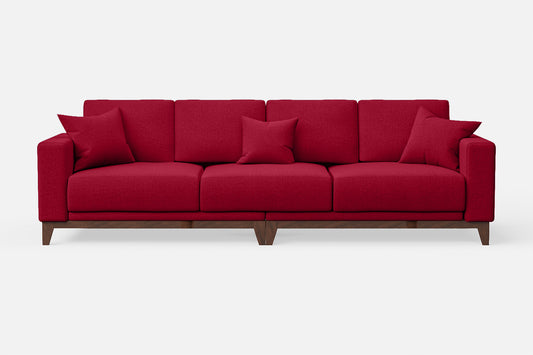 Lucca 4 Seater Sofa Red Linen Fabric