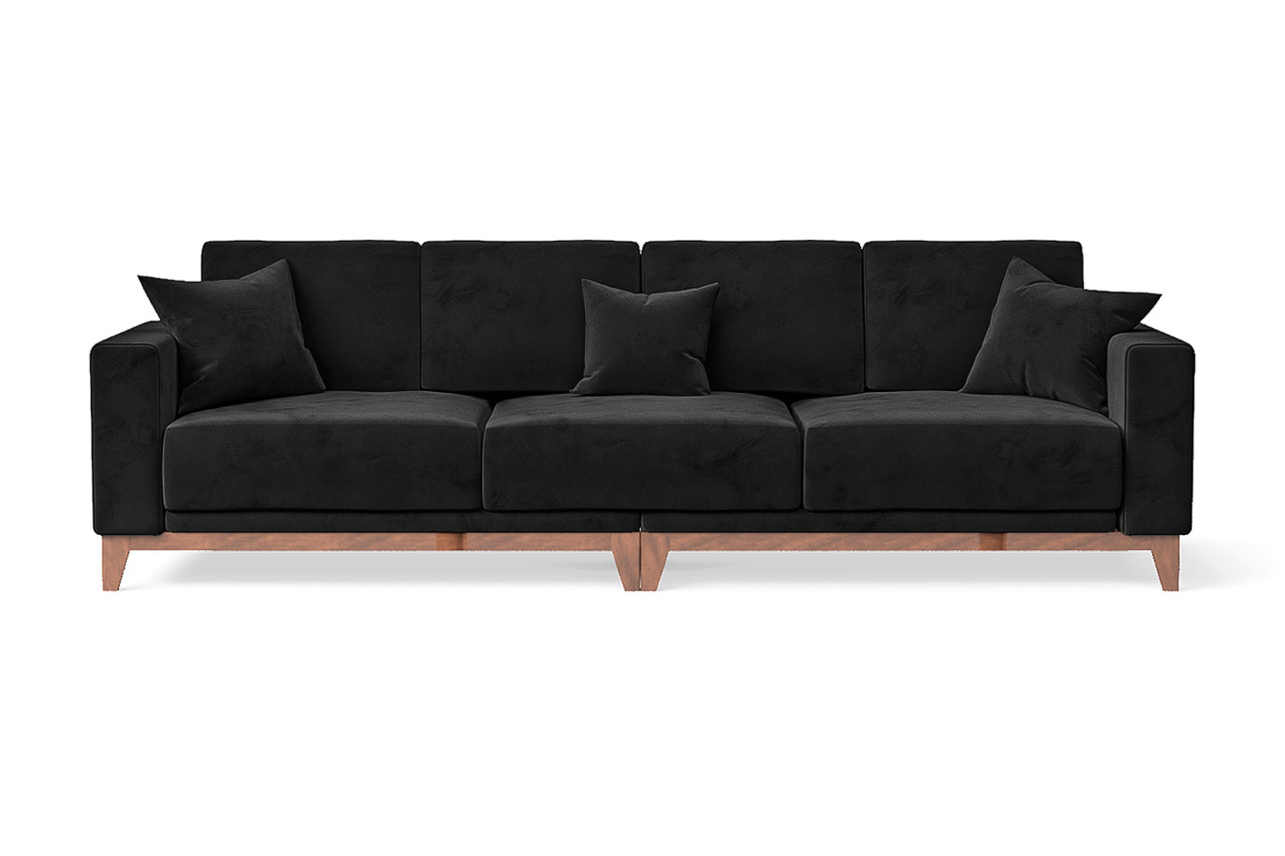 Lucca 4 Seater Sofa Black Velvet