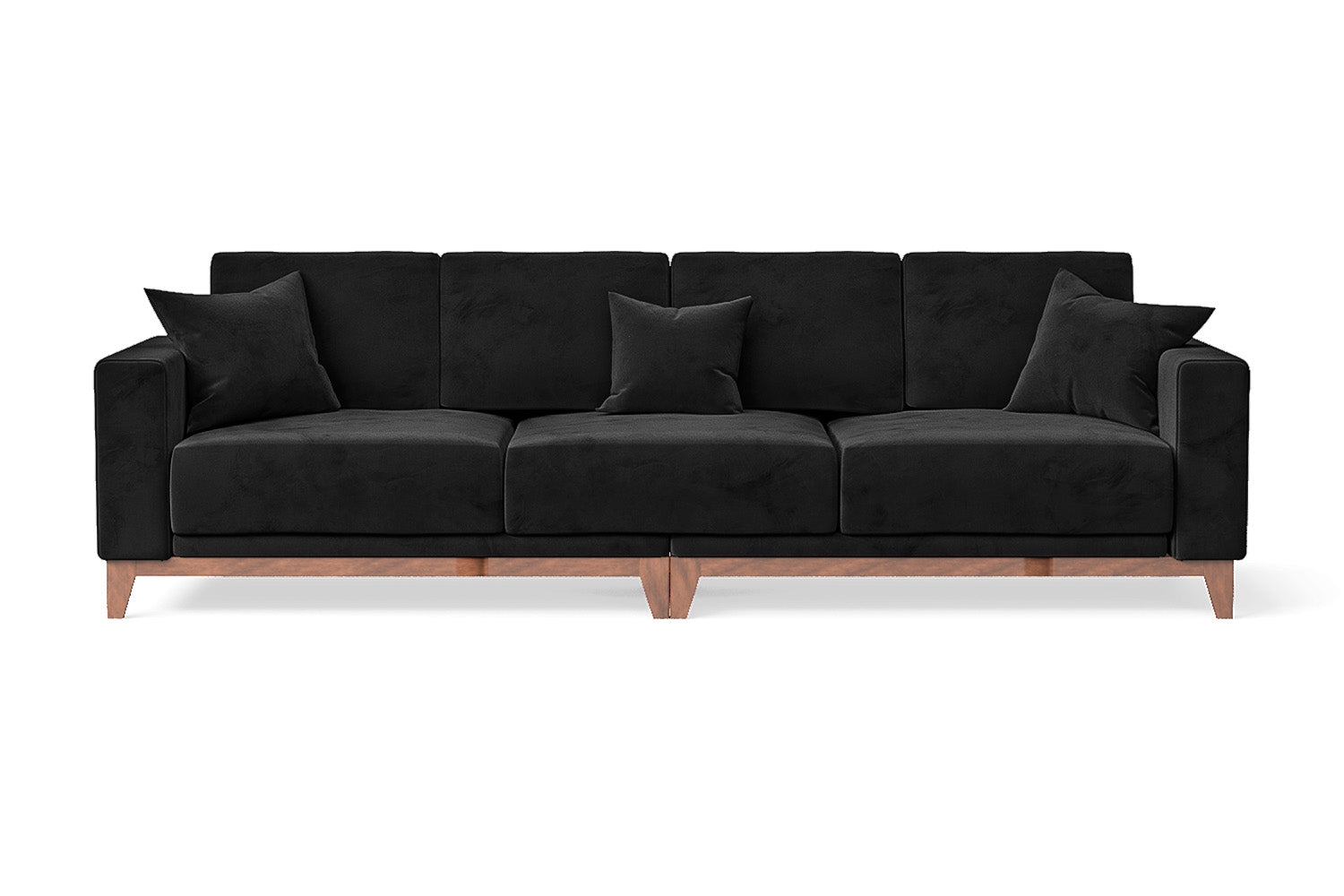 Lucca 4 Seater Sofa Black Velvet