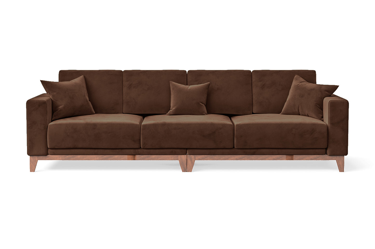 Lucca 4 Seater Sofa Coffee Brown Velvet