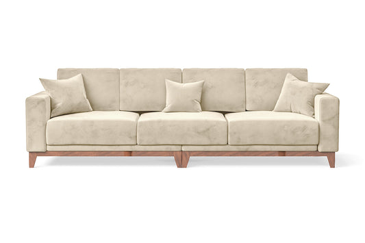 Lucca 4 Seater Sofa Cream Velvet