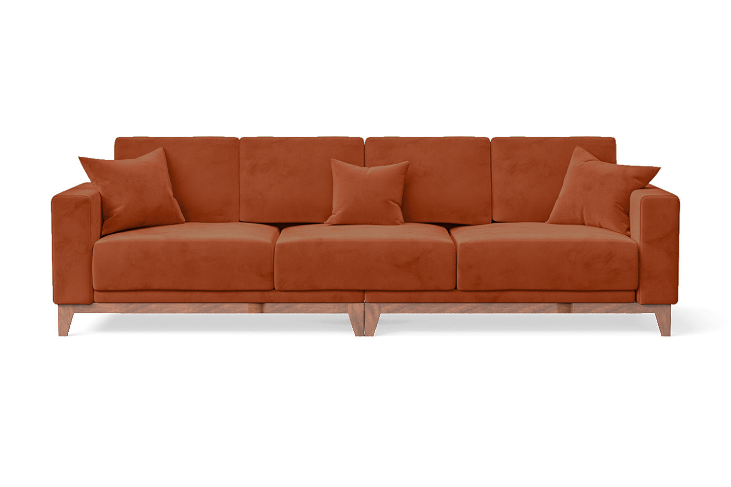 Lucca 4 Seater Sofa Orange Velvet