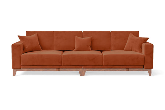 Lucca 4 Seater Sofa Orange Velvet