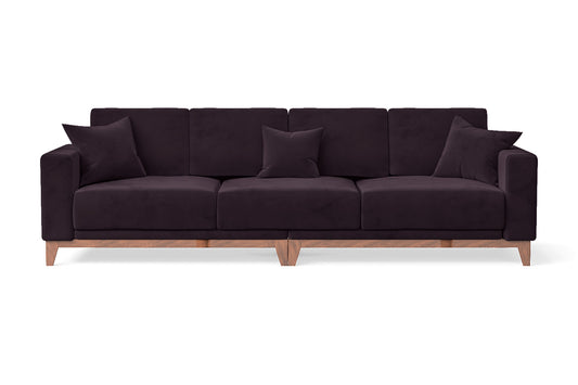 Lucca 4 Seater Sofa Purple Velvet