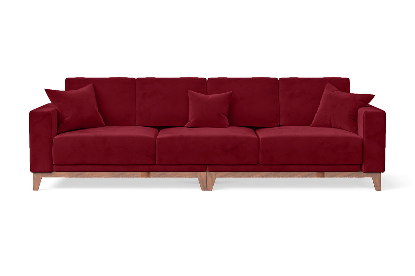 Lucca 4 Seater Sofa Red Velvet