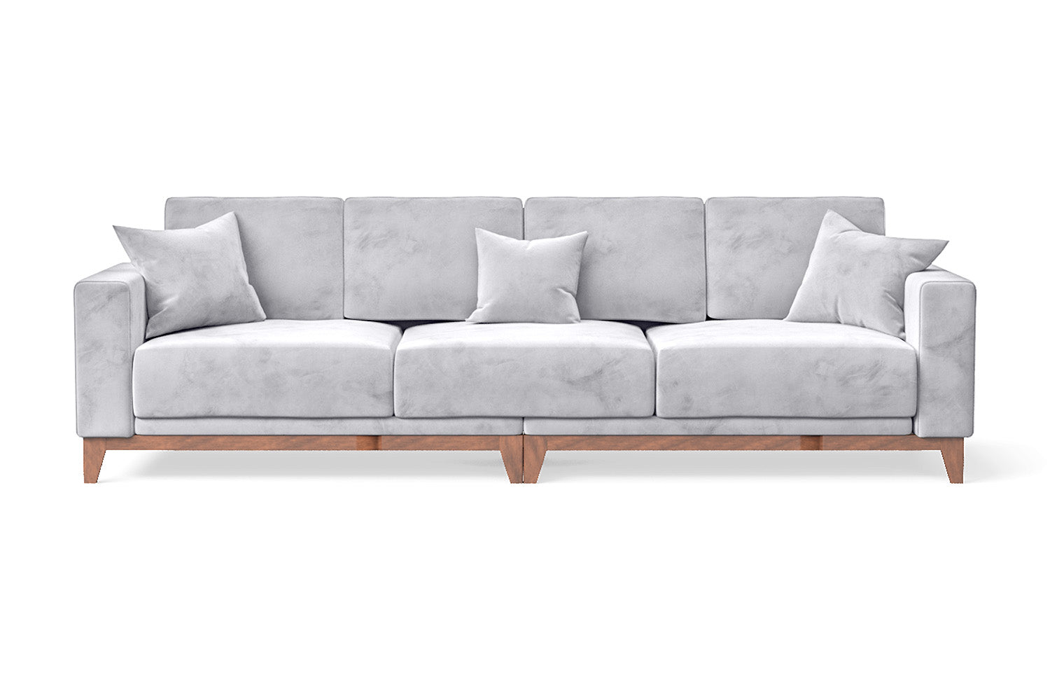 Lucca 4 Seater Sofa Silver Velvet