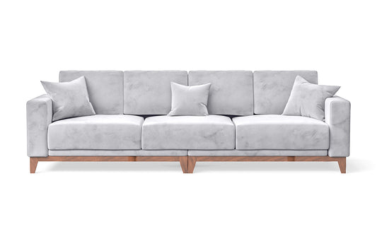 Lucca 4 Seater Sofa Silver Velvet