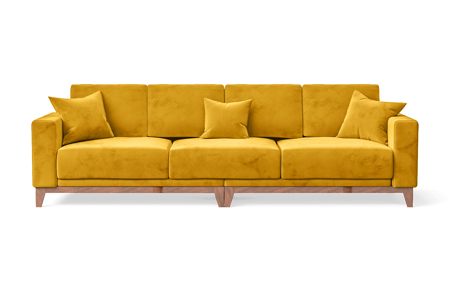 Lucca 4 Seater Sofa Yellow Velvet