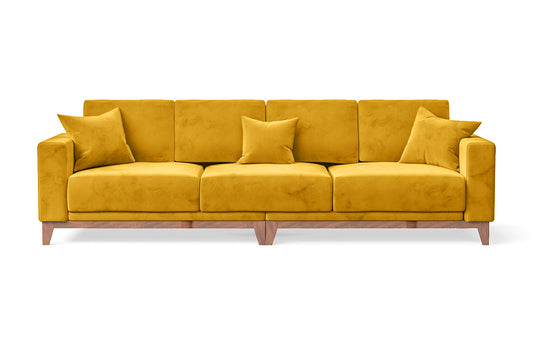 Lucca 4 Seater Sofa Yellow Velvet