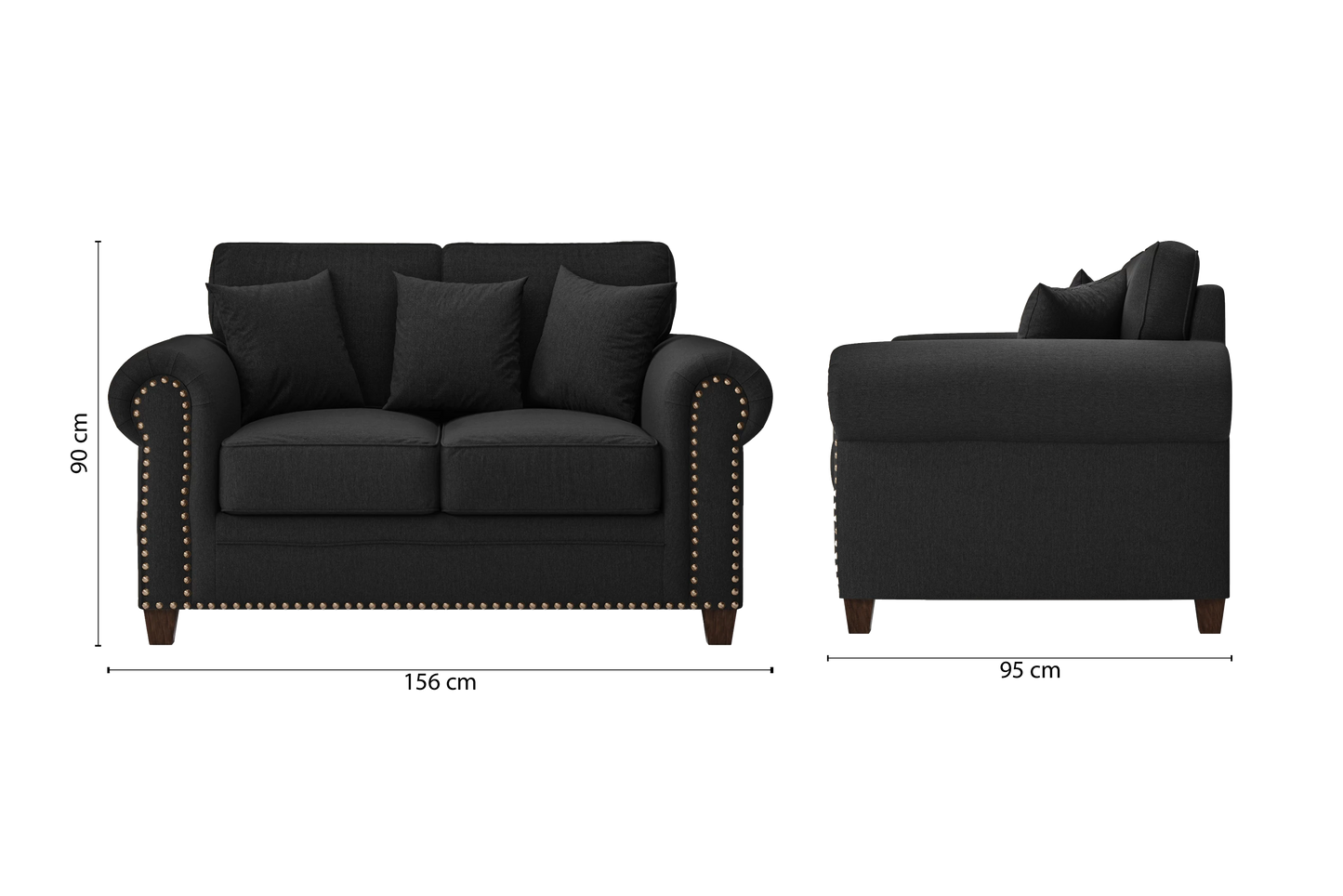 Marano 2 Seater Sofa Black Linen Fabric