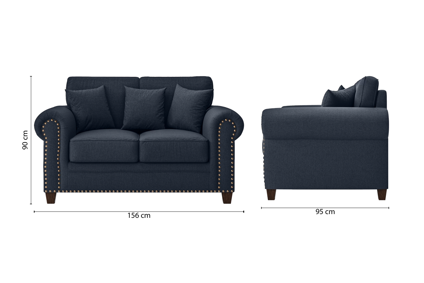 Marano 2 Seater Sofa Dark Blue Linen Fabric