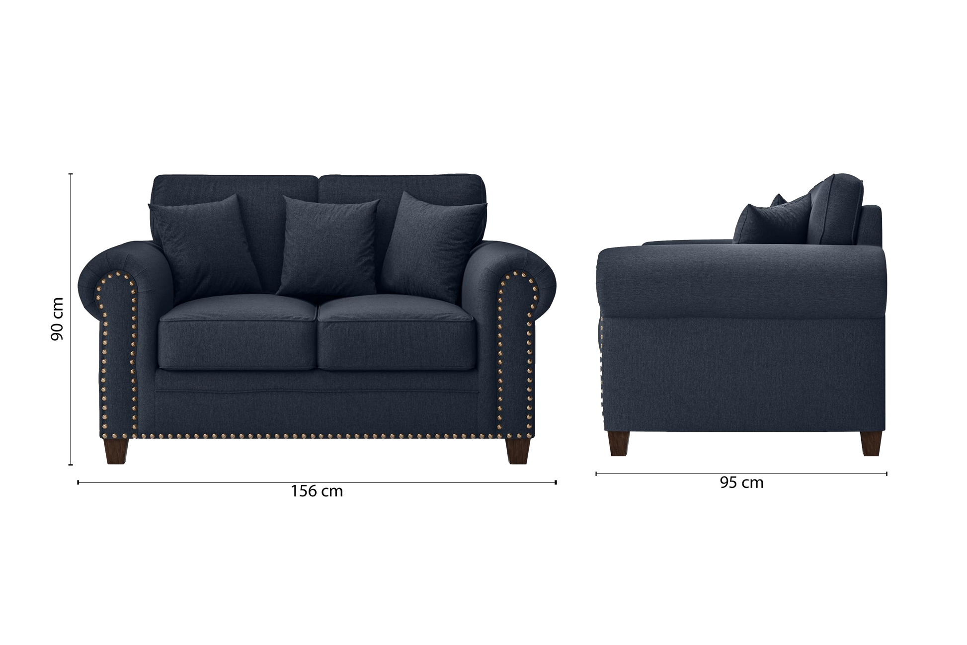 Marano 2 Seater Sofa Dark Blue Linen Fabric