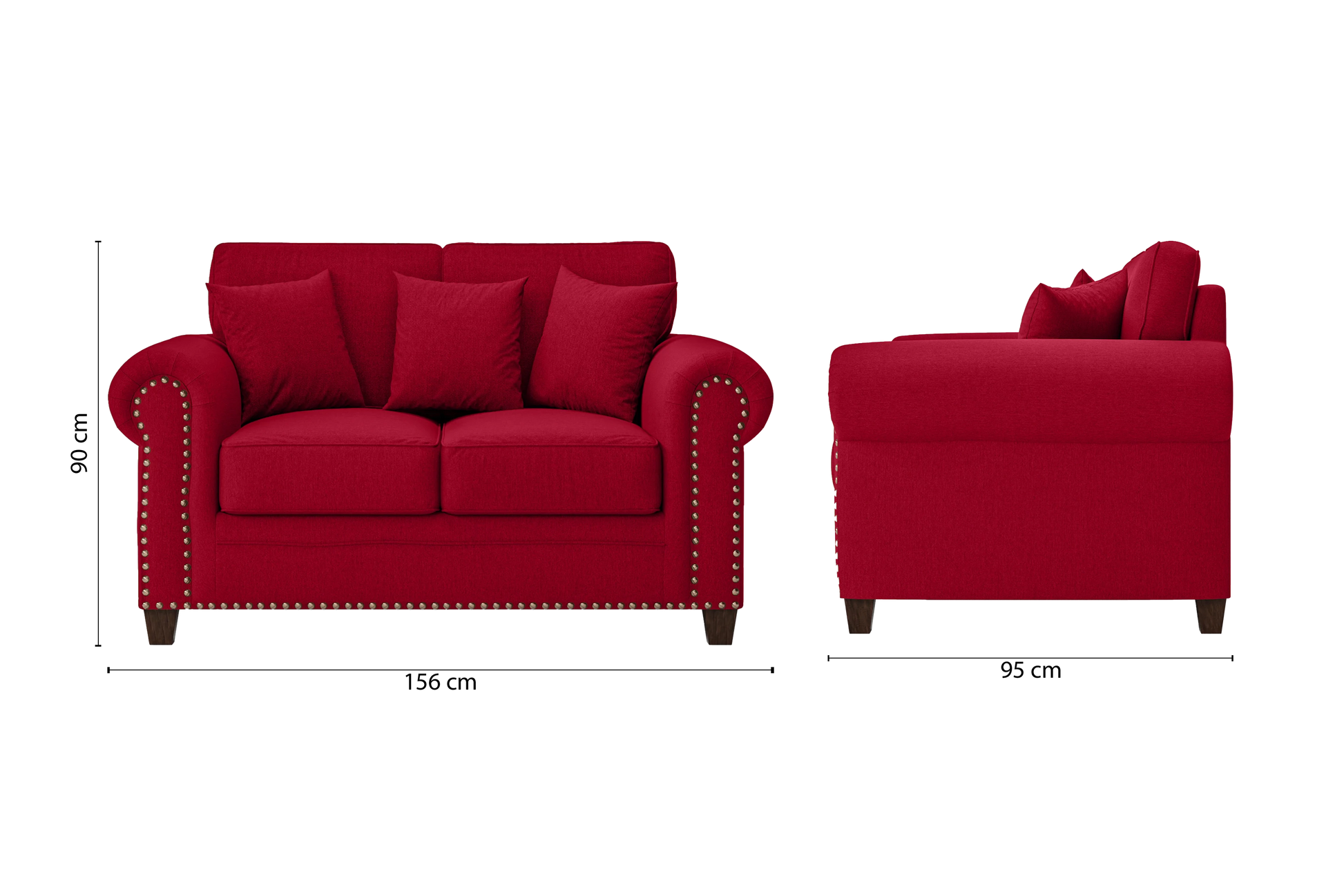 Marano 2 Seater Sofa Red Linen Fabric