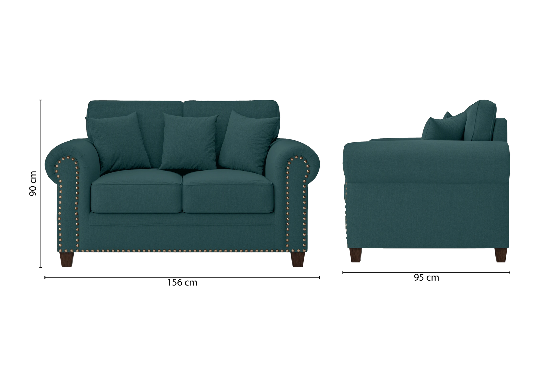 Marano 2 Seater Sofa Teal Linen Fabric