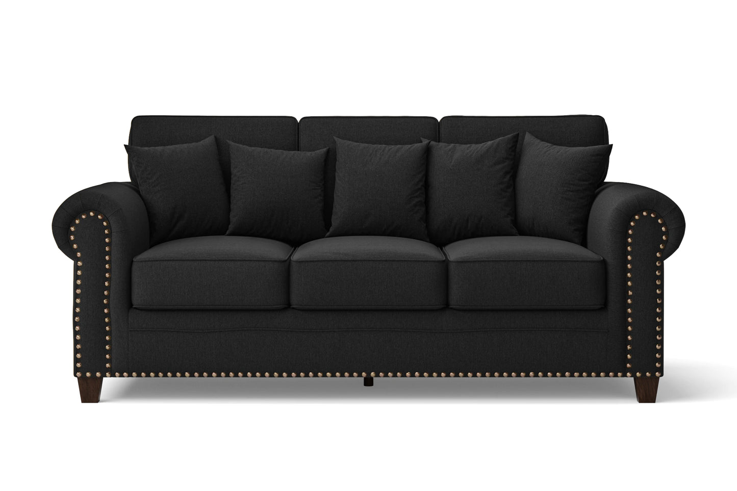 Marano 3 Seater Sofa Black Linen Fabric