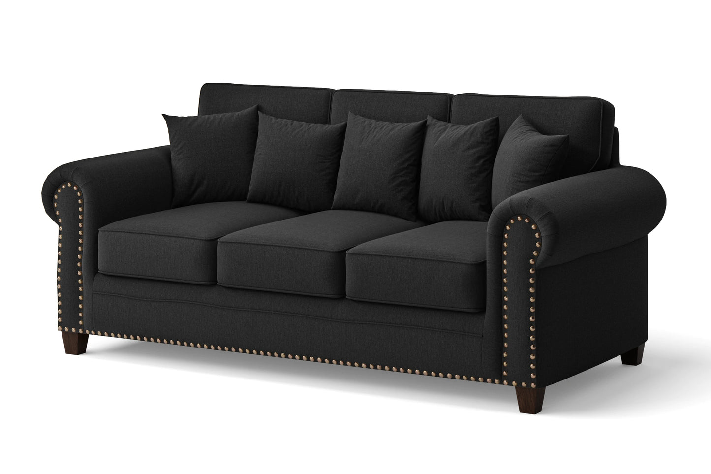 Marano 3 Seater Sofa Black Linen Fabric