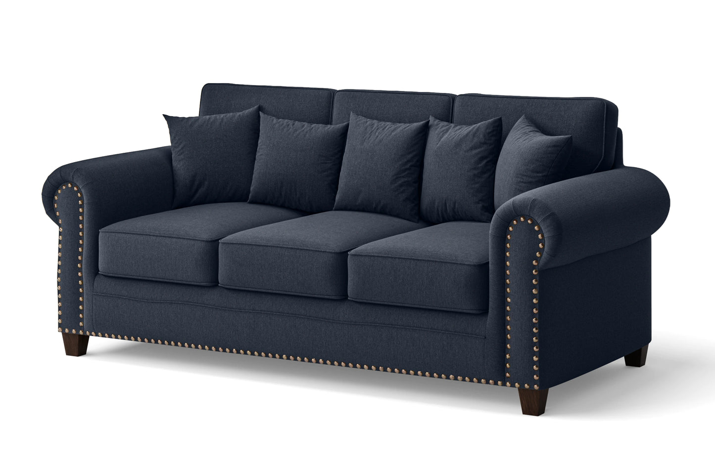 Marano 3 Seater Sofa Dark Blue Linen Fabric