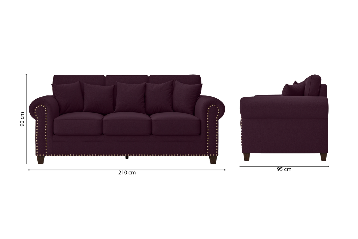 Marano 3 Seater Sofa Purple Linen Fabric