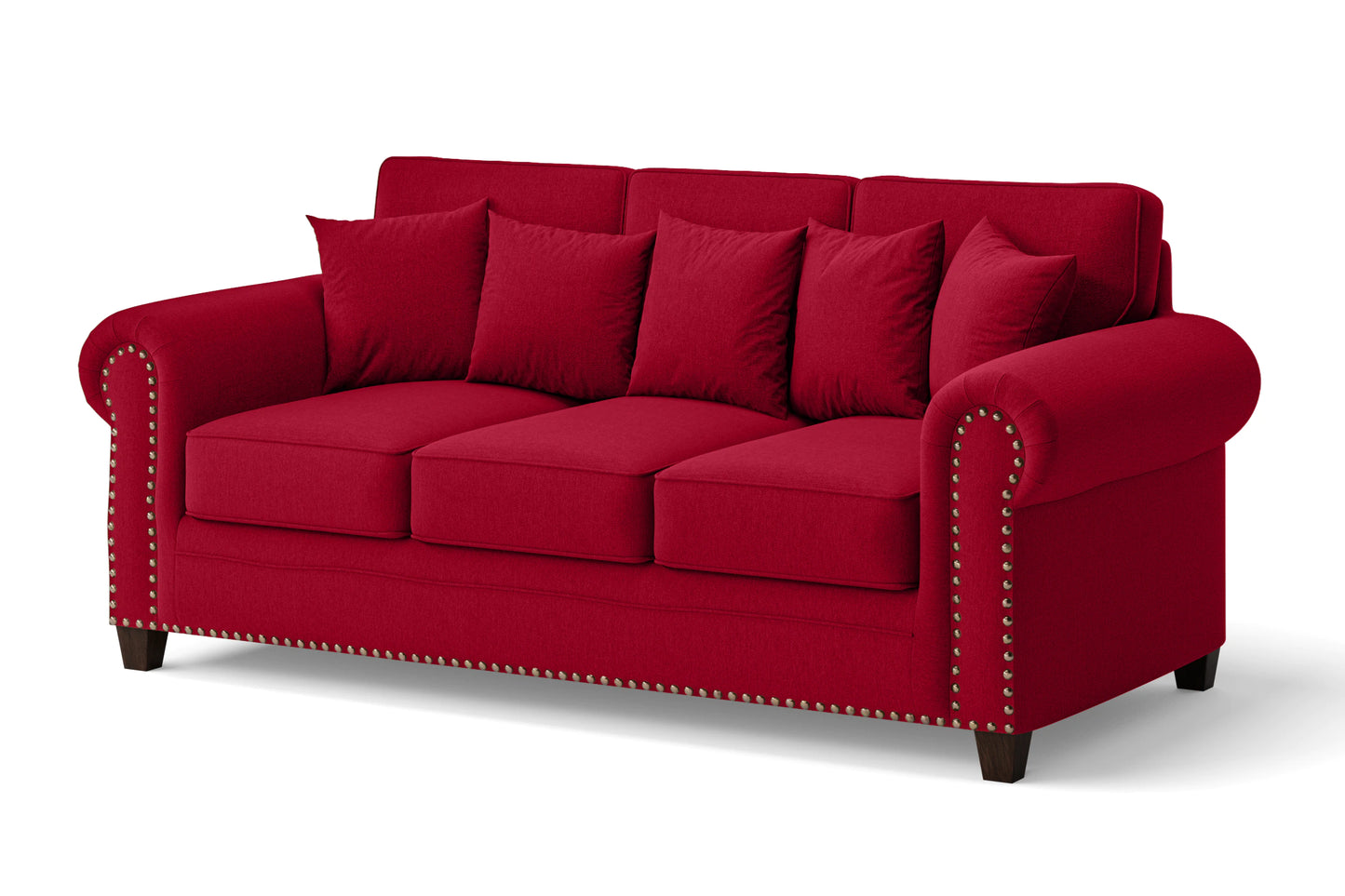 Marano 3 Seater Sofa Red Linen Fabric