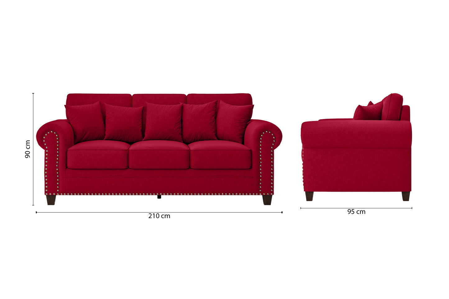 Marano 3 Seater Sofa Red Linen Fabric