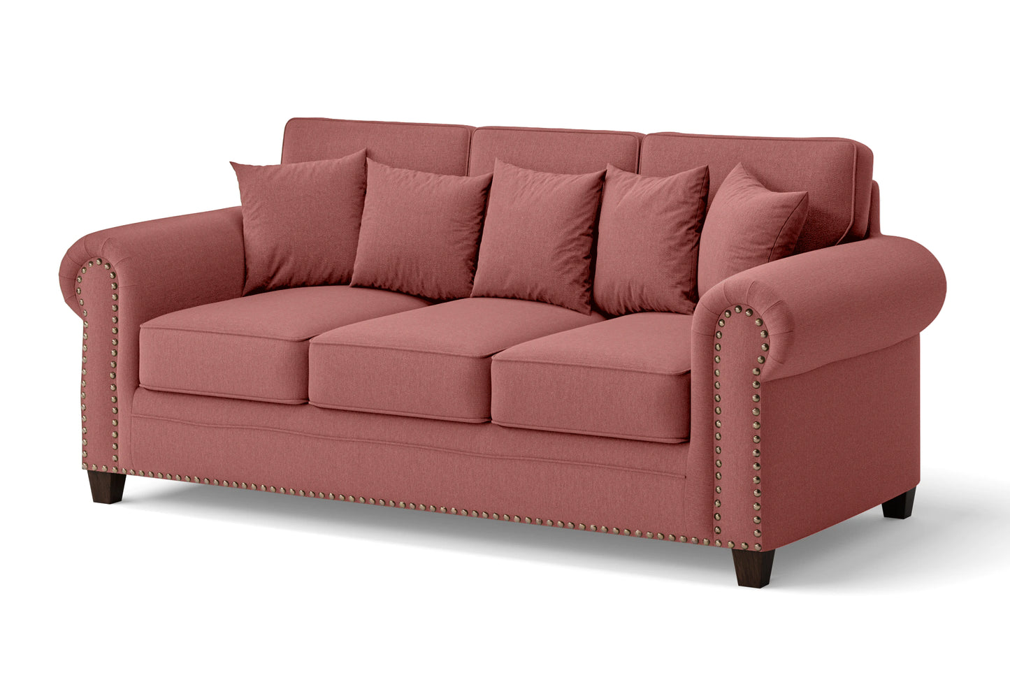 Marano 3 Seater Sofa Rose Pink Linen Fabric