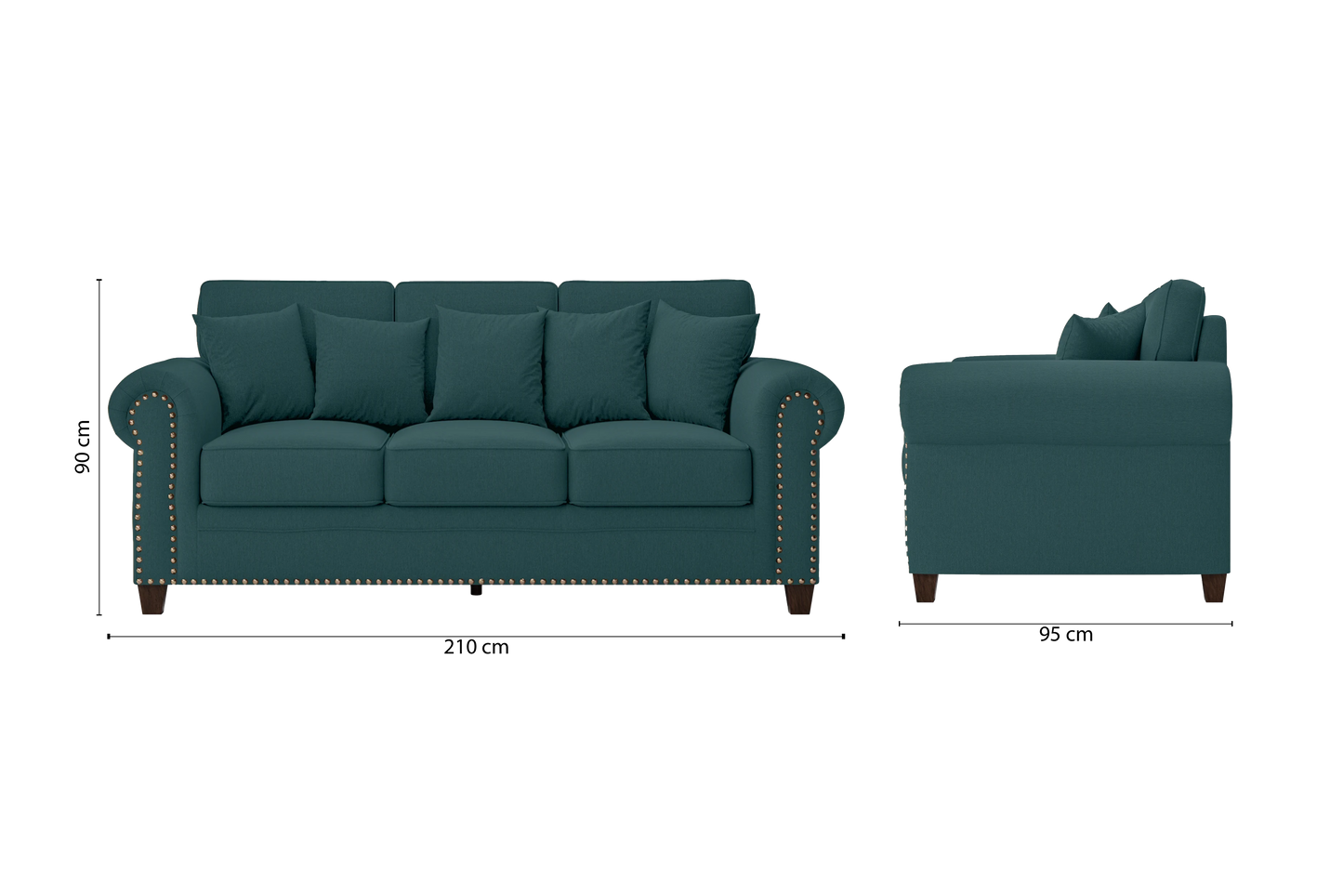 Marano 3 Seater Sofa Teal Linen Fabric