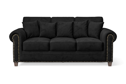 Marano 3 Seater Sofa Black Velvet