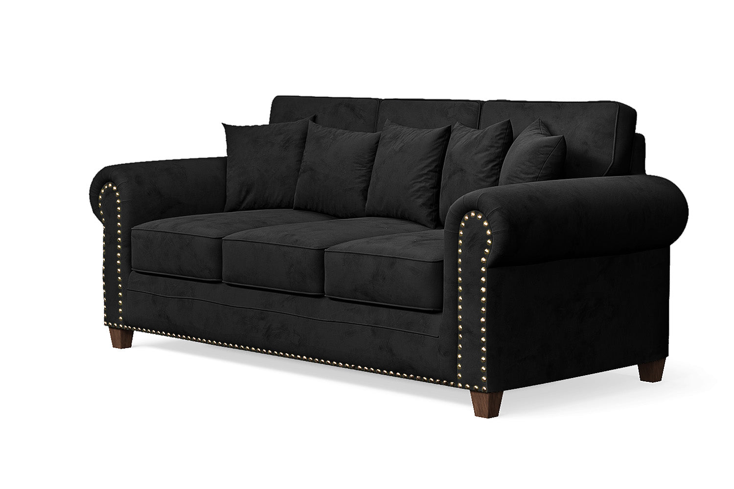 Marano 3 Seater Sofa Black Velvet