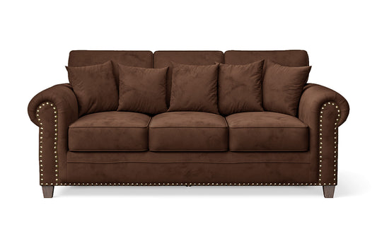 Marano 3 Seater Sofa Coffee Brown Velvet