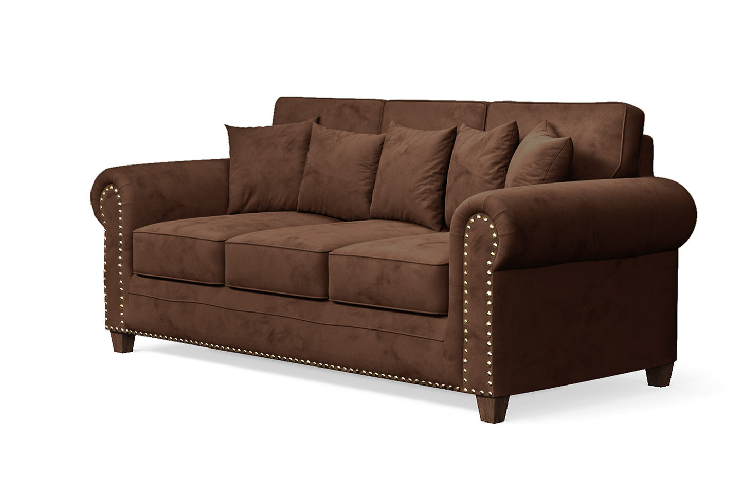 Marano 3 Seater Sofa Coffee Brown Velvet