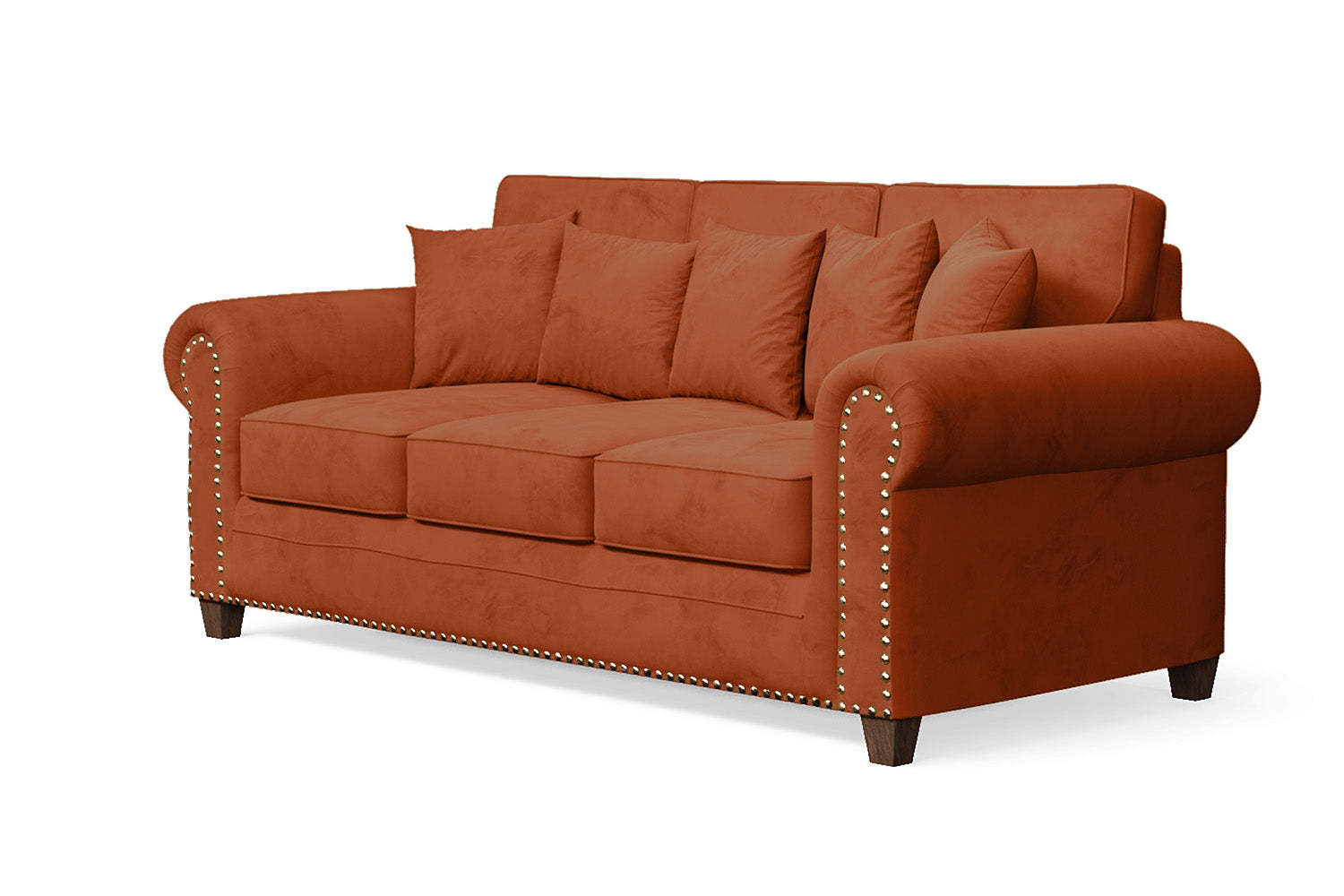 Marano 3 Seater Sofa Orange Velvet