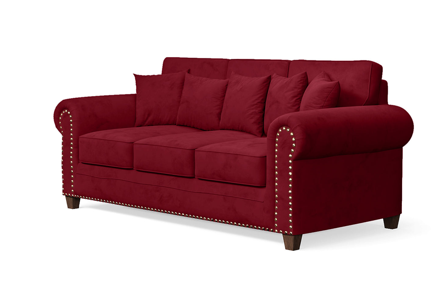 Marano 3 Seater Sofa Red Velvet