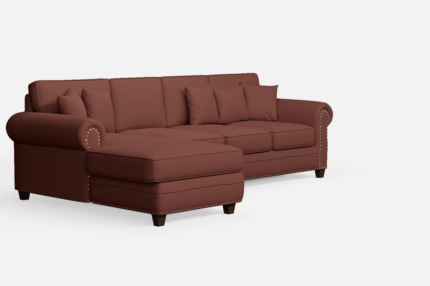 Marano 4 Seater Left Hand Facing Chaise Lounge Corner Sofa Mauve Leather