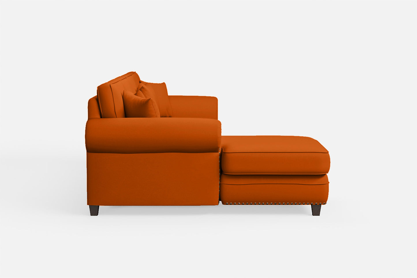 Marano 4 Seater Left Hand Facing Chaise Lounge Corner Sofa Orange Leather