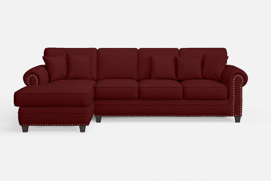 Marano 4 Seater Left Hand Facing Chaise Lounge Corner Sofa Red Leather