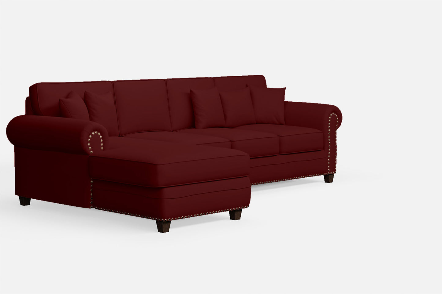 Marano 4 Seater Left Hand Facing Chaise Lounge Corner Sofa Red Leather