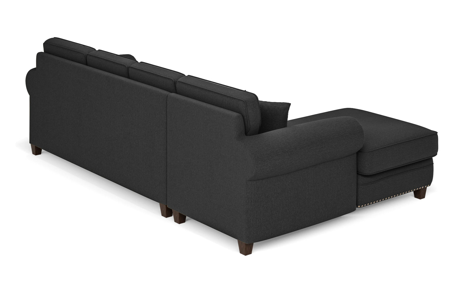 Marano 4 Seater Left Hand Facing Chaise Lounge Corner Sofa Black Linen Fabric