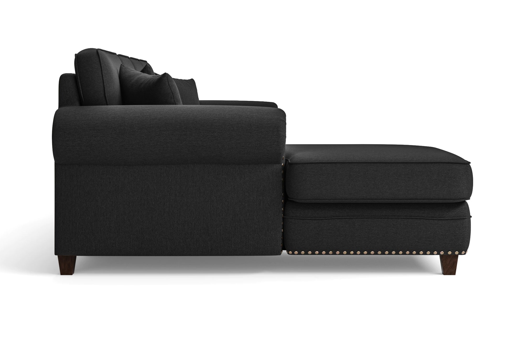 Marano 4 Seater Left Hand Facing Chaise Lounge Corner Sofa Black Linen Fabric