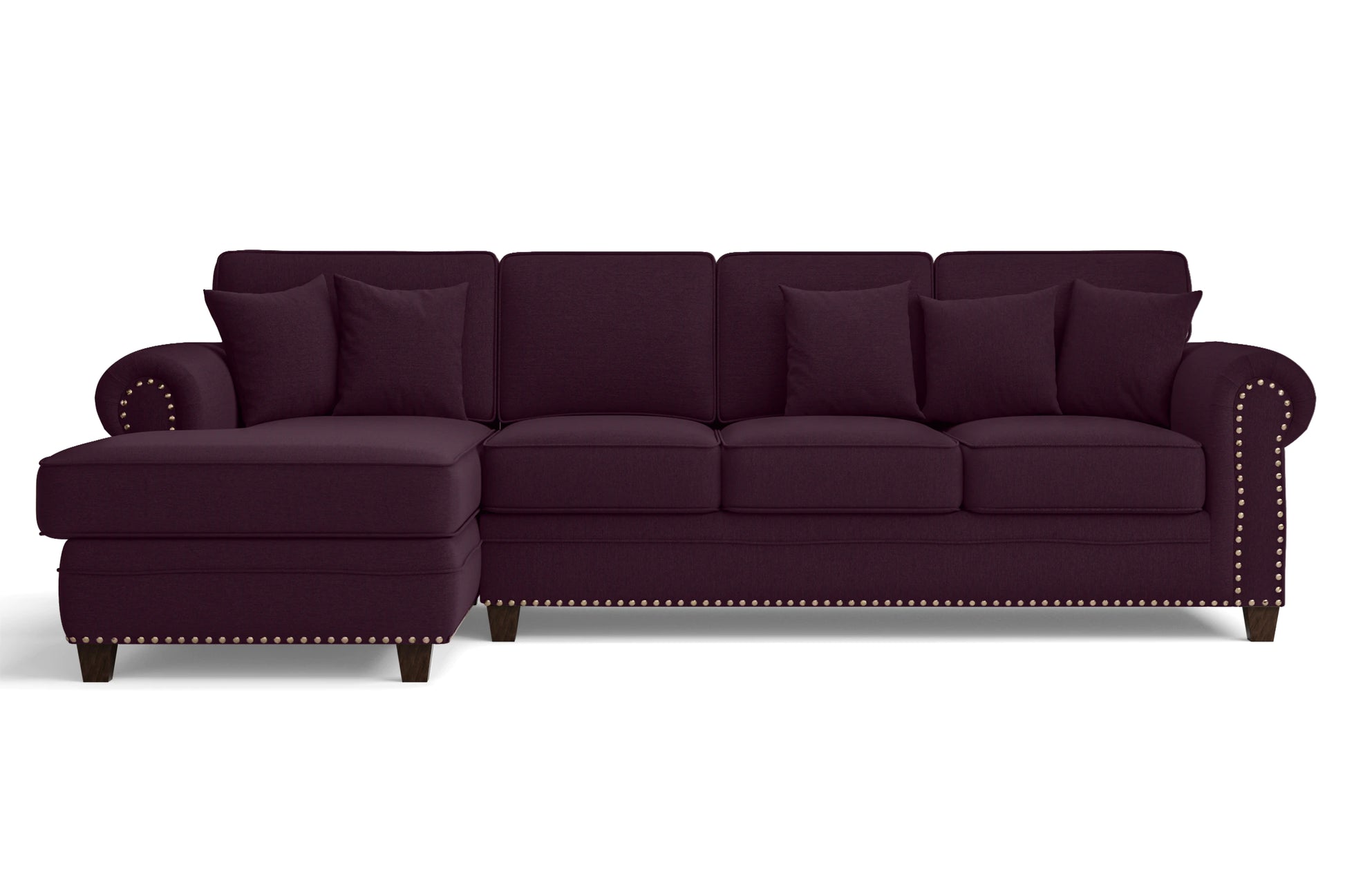 Marano 4 Seater Left Hand Facing Chaise Lounge Corner Sofa Purple Linen Fabric