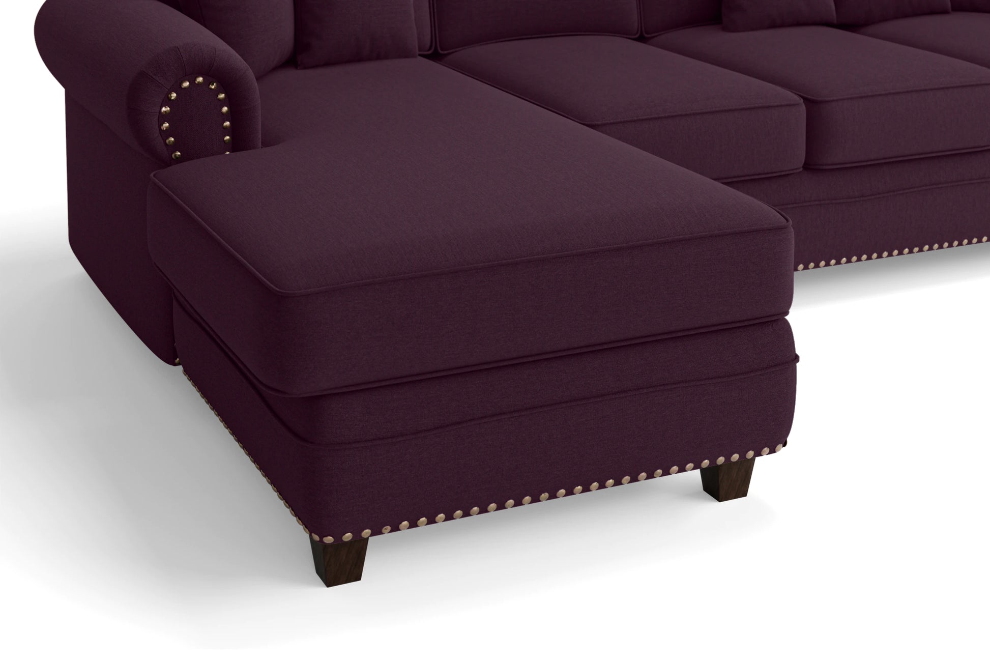 Marano 4 Seater Left Hand Facing Chaise Lounge Corner Sofa Purple Linen Fabric