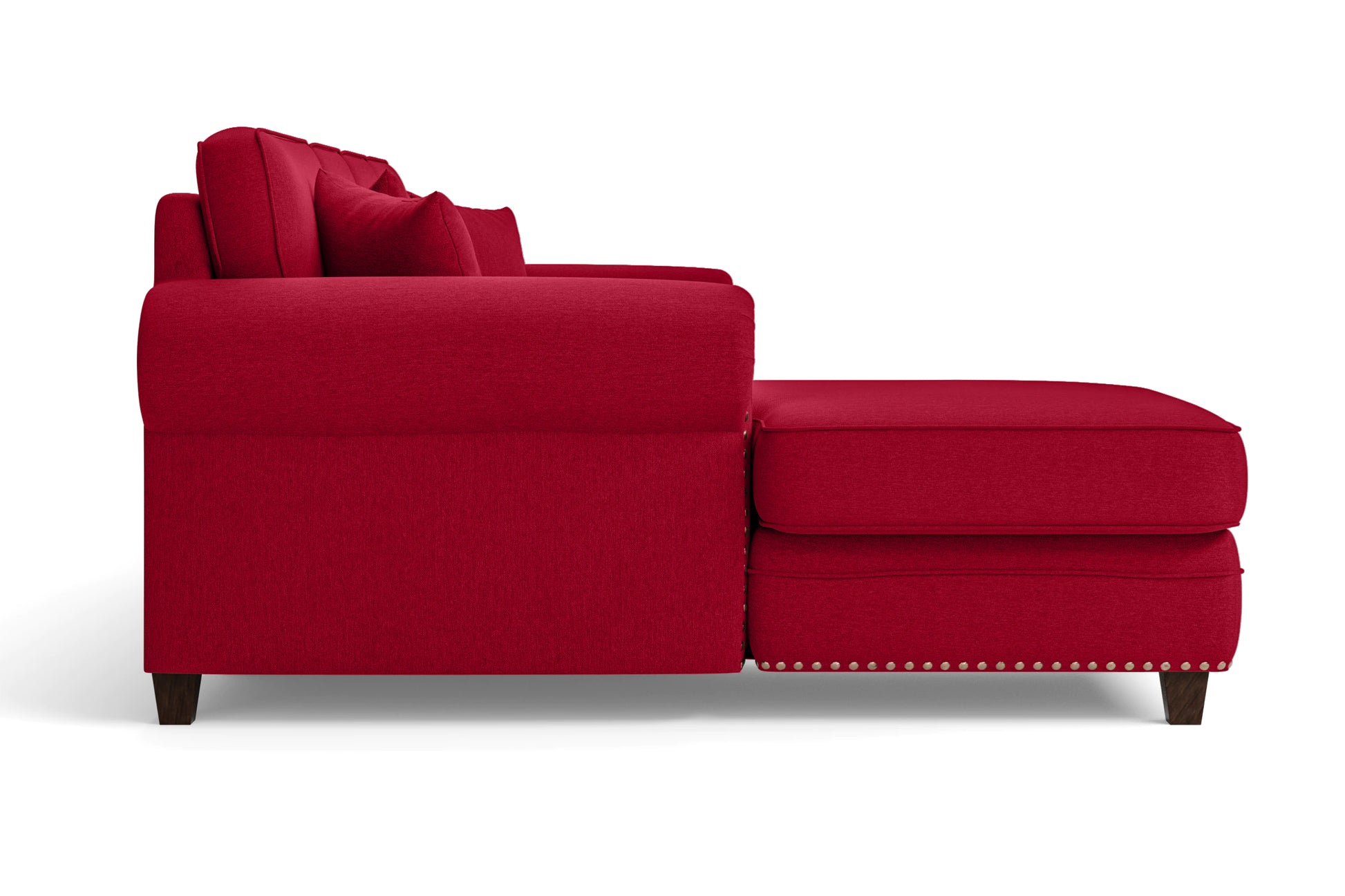 Marano 4 Seater Left Hand Facing Chaise Lounge Corner Sofa Red Linen Fabric