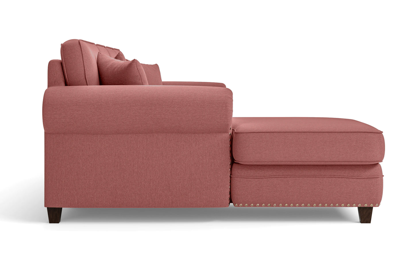 Marano 4 Seater Left Hand Facing Chaise Lounge Corner Sofa Rose Pink Linen Fabric